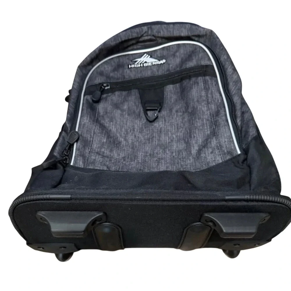 High Sierra Chaser Wheeled Backpack Black Gray Heather Rolling Laptop Bag NWT